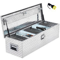 Garvee 48 Inch Heavy Duty Aluminum Truck Bed Tool Box, Diamond Plate Toolbox with Side Handle, Lock & Keys, for Pickup Truck, RV, Trailer, No Sliding Shelf