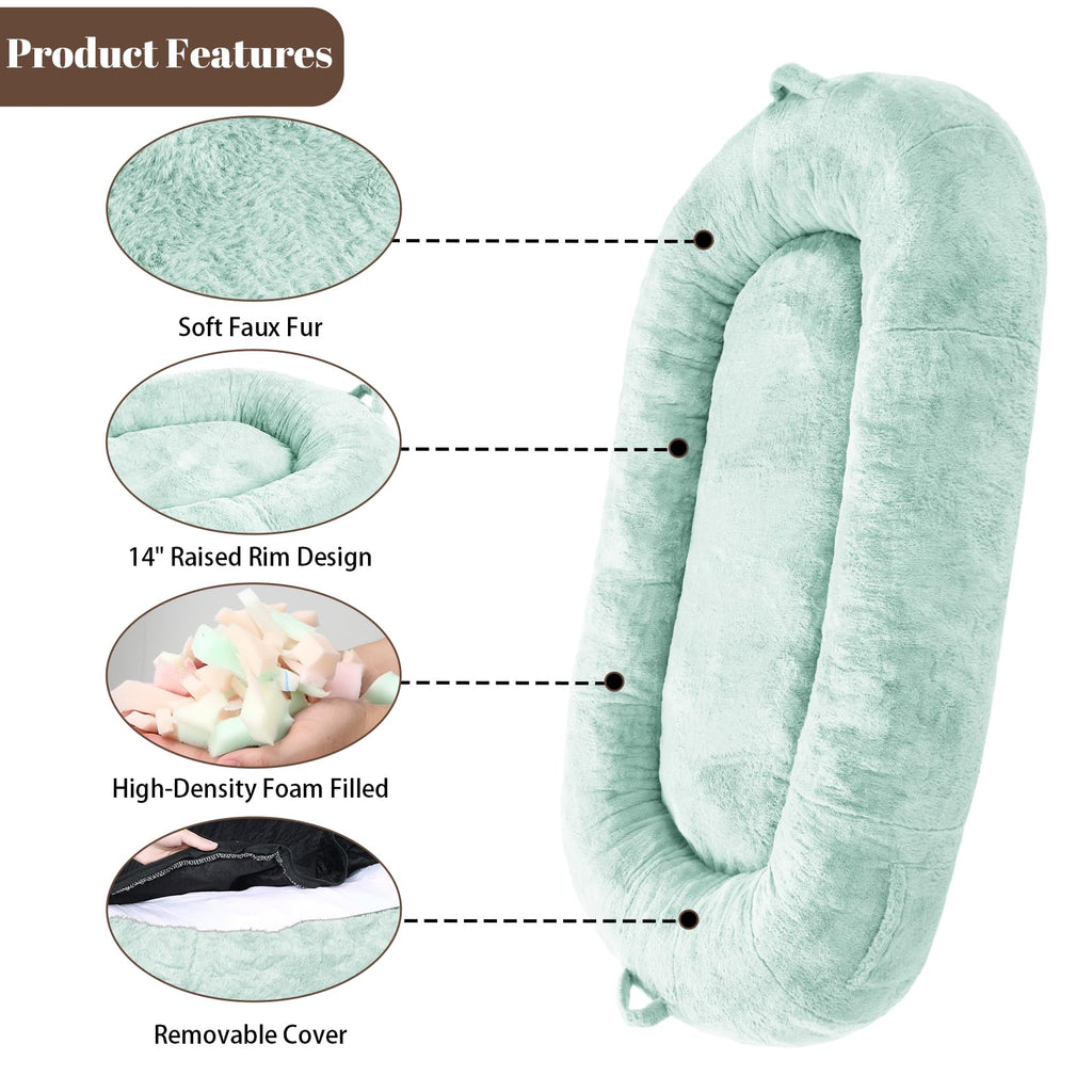 Garvee Giant Dog Bed for People, Washable & Plush Human Sized Dog Bed for Men and Women, Large Dog Bed Suitable for Adults, Anti-Slip Bean Bag for Large Dogs, Human-Sized Bed, 71"x43.3"x10"