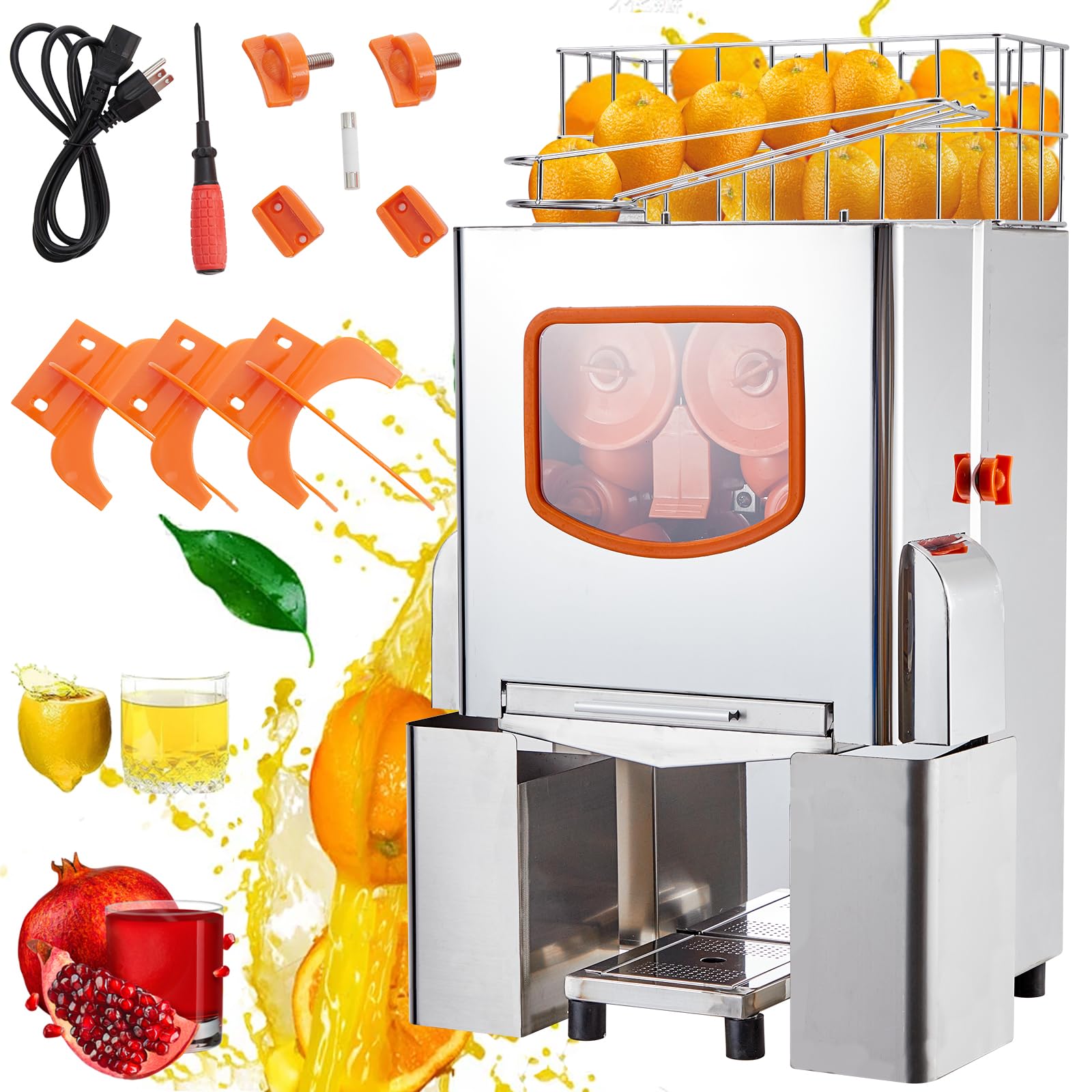 Garvee 110V 120W Commercial Juicer, 22-30 Oranges/Min, Dual Buckets