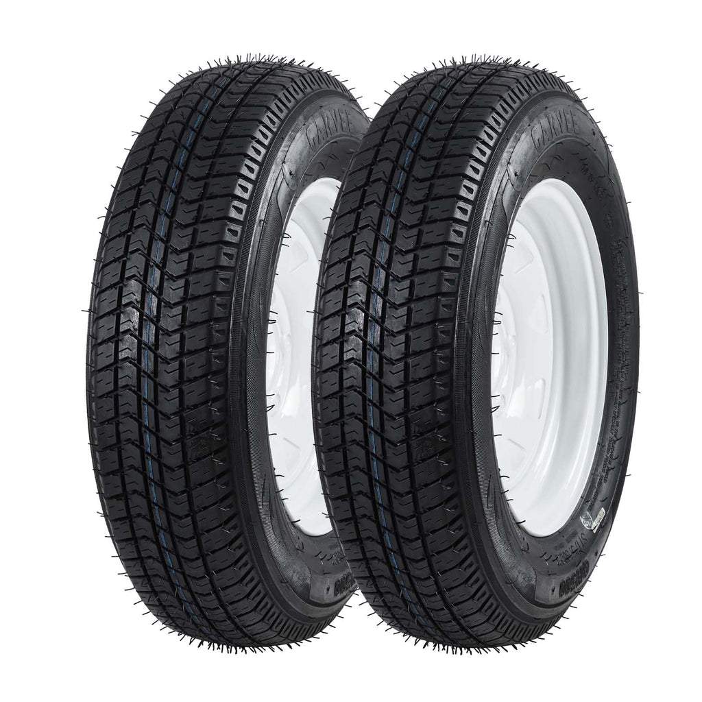 Garvee ST175/80D13 Trailer Tire and Wheel Assembly, Heavy-Duty Load Range C 6PR, 5 Lug White Modular Wheel, 13 Inch Tires for Utility and Boat Trailers, Set of 2