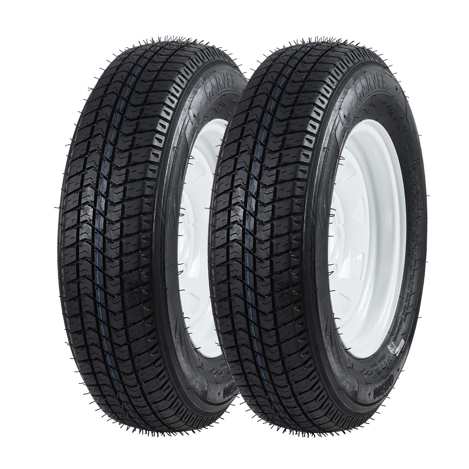 Garvee ST175/80D13 Trailer Tire and Wheel Assembly, Heavy-Duty Load Range C 6PR, 5 Lug White Modular Wheel, 13 Inch Tires for Utility and Boat Trailers, Set of 2