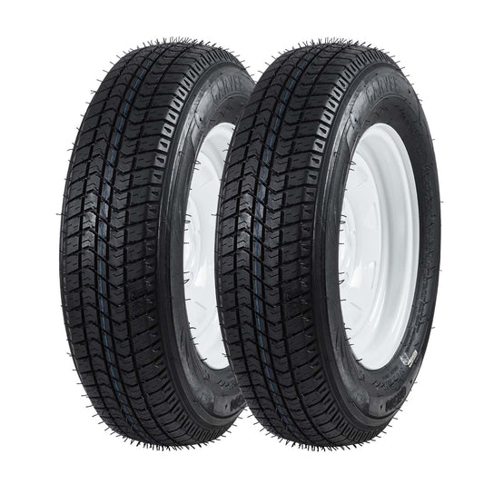 Garvee ST175/80D13 Trailer Tire and Wheel Assembly, Heavy-Duty Load Range C 6PR, 5 Lug White Modular Wheel, 13 Inch Tires for Utility and Boat Trailers, Set of 2