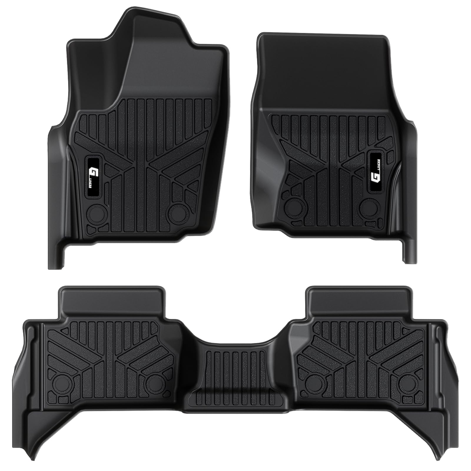 Garvee Floor Mats All Weather Custom Fit TPE Liners for 2024 2025 Toyota Tacoma Double Cab Front & Rear 2 Row, Black