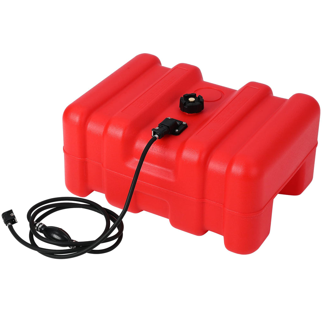 Garvee 14 Gallon Portable Marine Fuel Tank - Outboard Boat Gas Tank with Fuel Line and I-Shape Handle, Durable and Easy-to-Carry Fuel Storage Solution for Vessels and Marine Use, Red