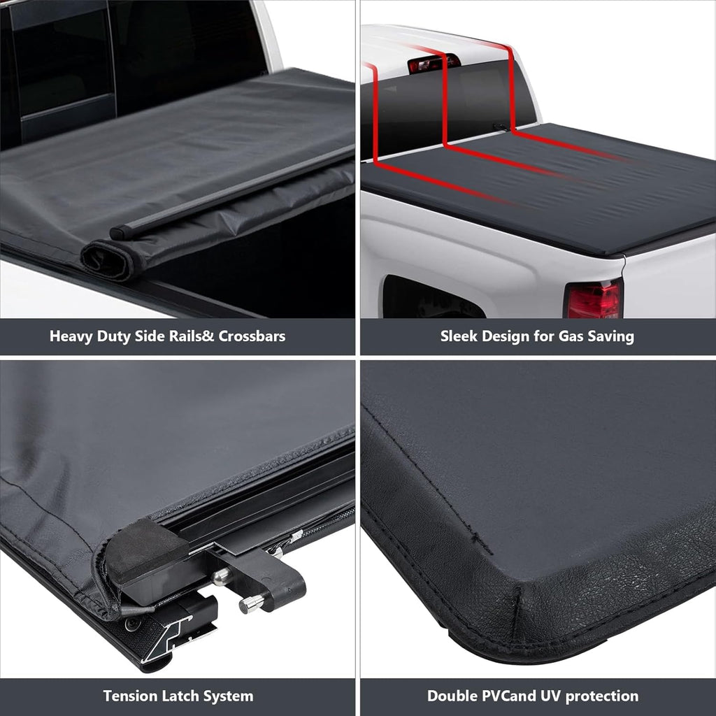 Garvee Truck Bed Tonneau Cover for Ridgeline 5ft, Soft Roll Up Truck Bed Tonneau Cover for Honda Ridgeline 5ft 2017-2025