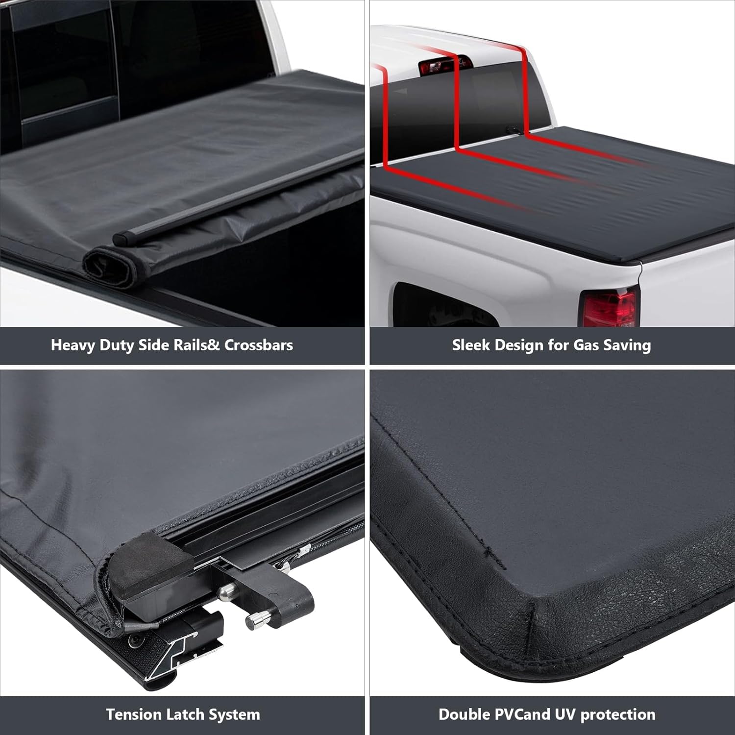 Garvee Truck Bed Tonneau Cover for Ridgeline 5ft, Soft Roll Up Truck Bed Tonneau Cover for Honda Ridgeline 5ft 2017-2025