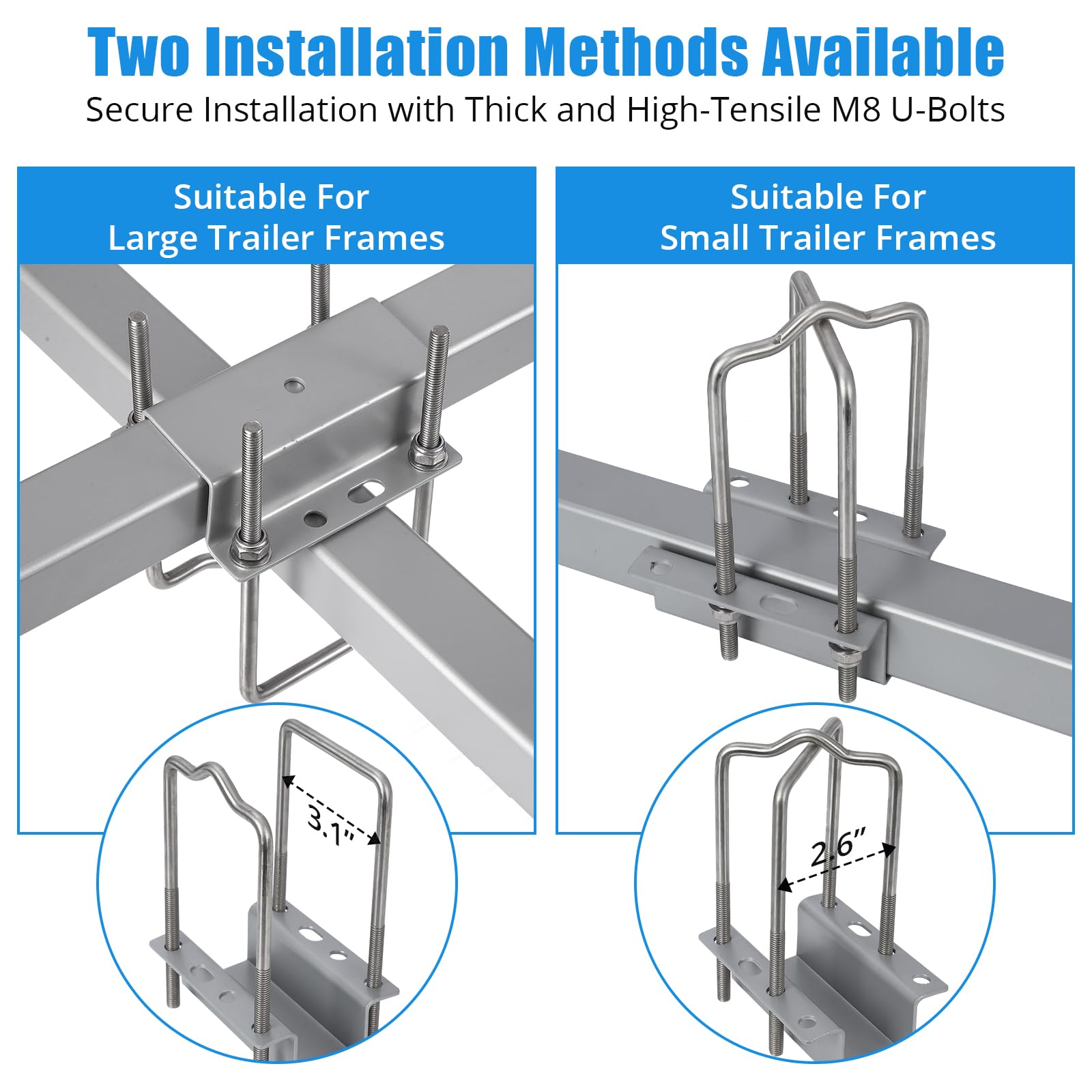 Garvee 40" 2PCS Boat Trailer Guide, Adjustable width Trailer Guide Poles, Rustproof Steel Trailer Guide, Trailer Guides with PVC Pipes, without Light