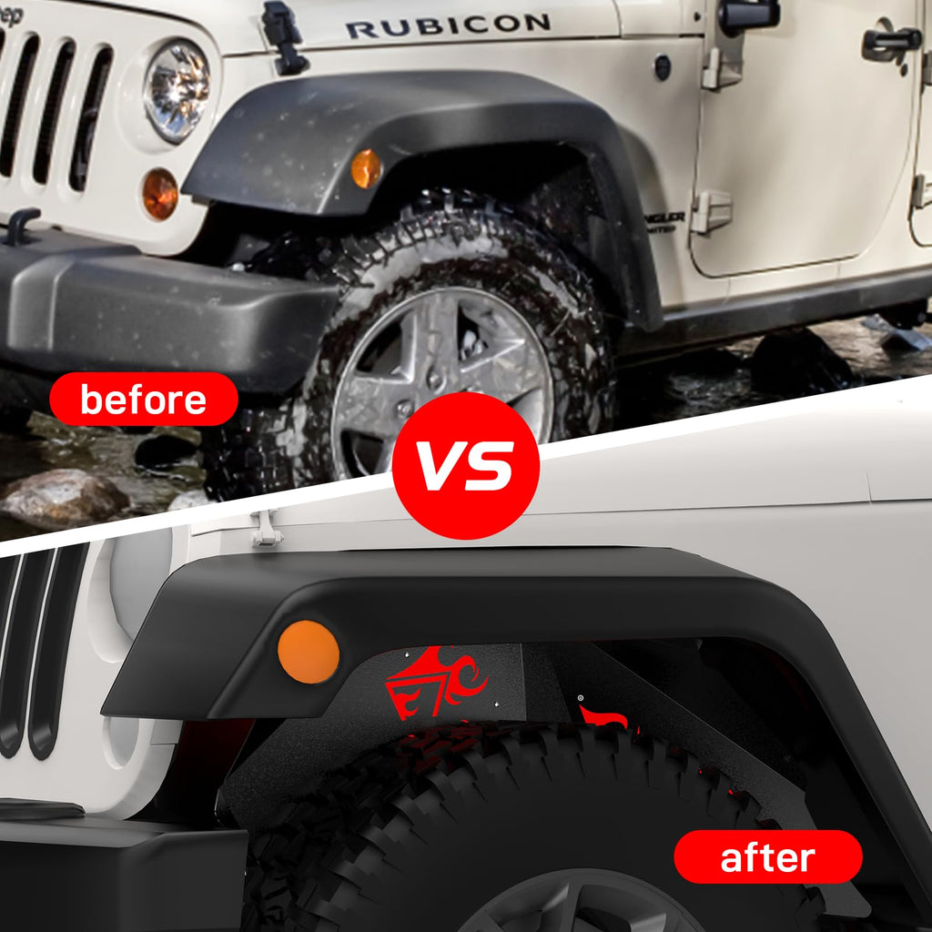 Garvee Front Inner Fender Liners Fits for 2018-2024 Jeep Wrangler JL & JLU,2 PCS Wheel Well Liners Cover,Wheel Mud Guards Flares,Bolt-on Style Splash Guards