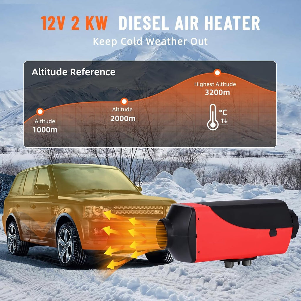 Garvee Diesel Air Heater 12V, 10L Tank, Diesel Heater 2KW, Muffler, Diesel Parking Heater with LCD Thermostat Monitor & Remote Control for Trucks, Trailer, Boat and Motor-Home