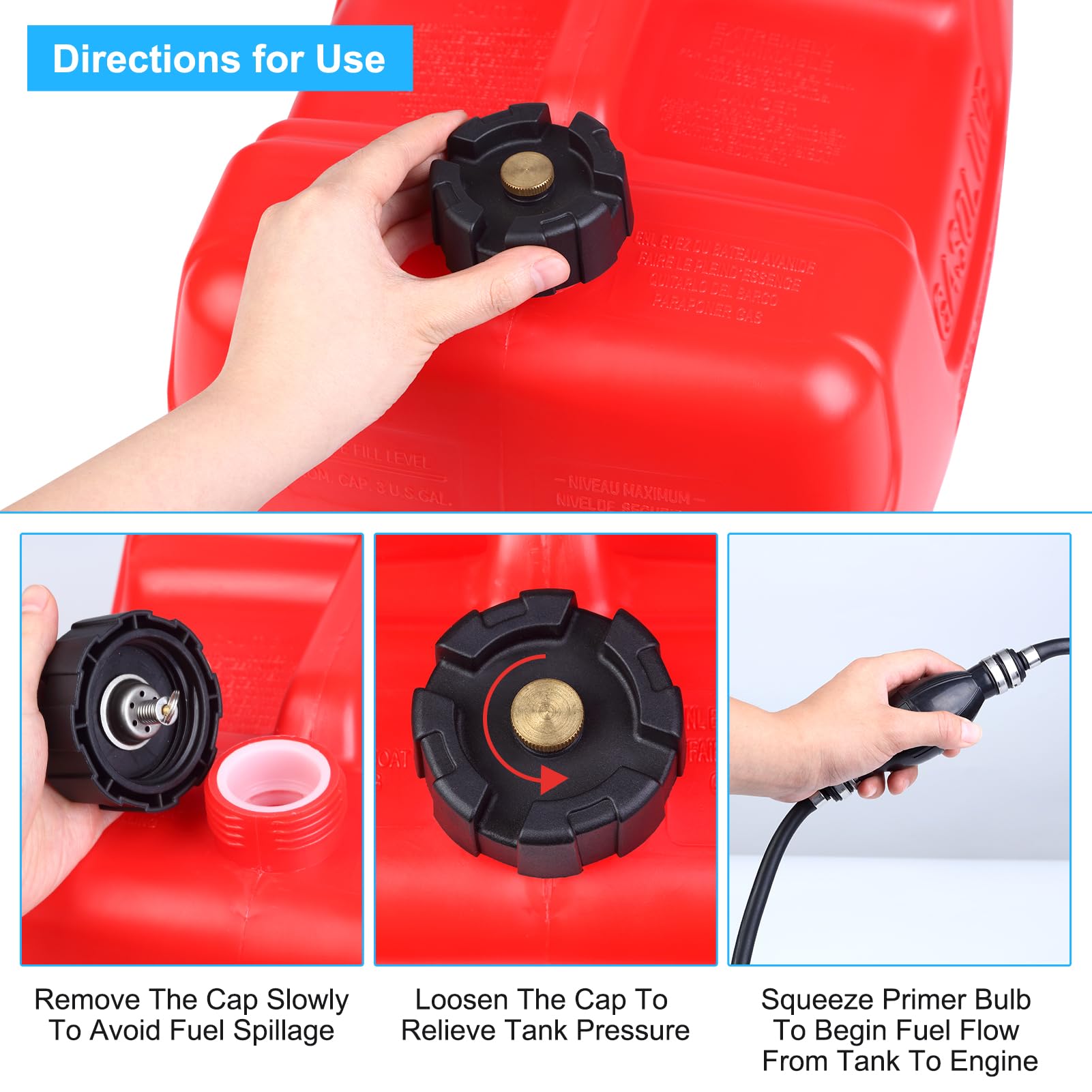 Garvee 3 Gallon Portable Tank,Easy-to-Carry Replacement Fueling Tank With Handle