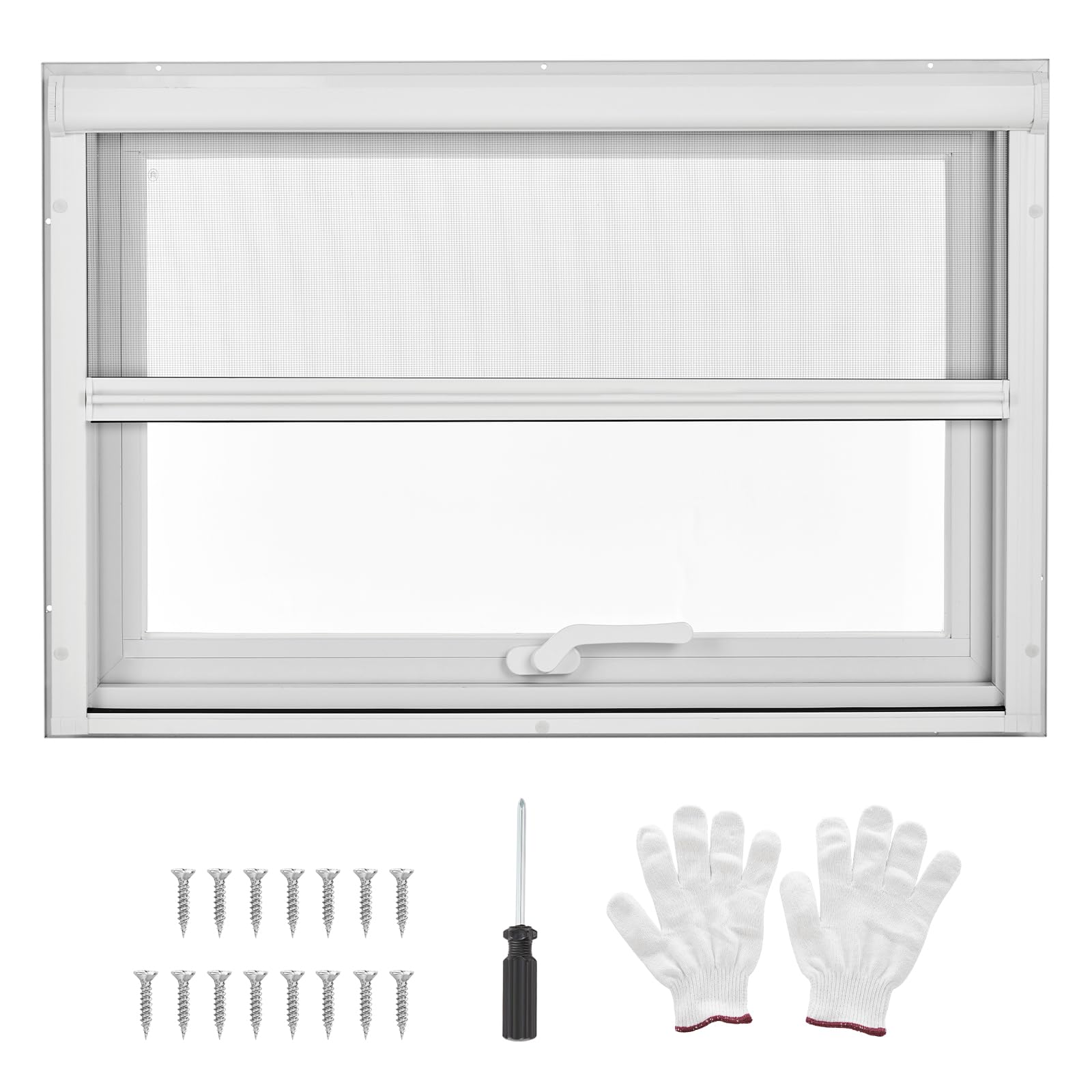 Garvee 36"x36"x3.4" House Window - 4-Gear Adjustable Sliding Window with 5mm Reinforced Glass and Magnetic Mesh for Home Use