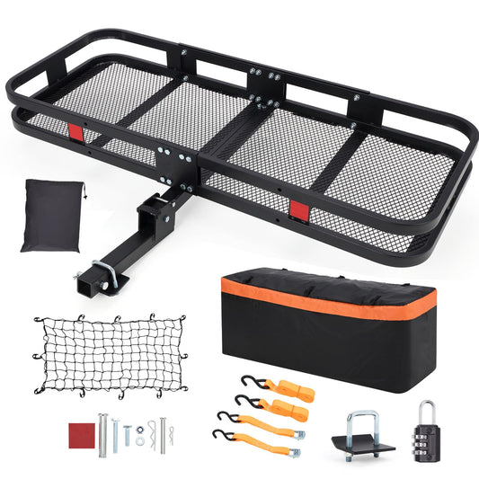 Garvee Hitch Mount Cargo Carrier Basket 60"x24"x6" Black Steel 500 Lbs Capacity for Cars and SUVs