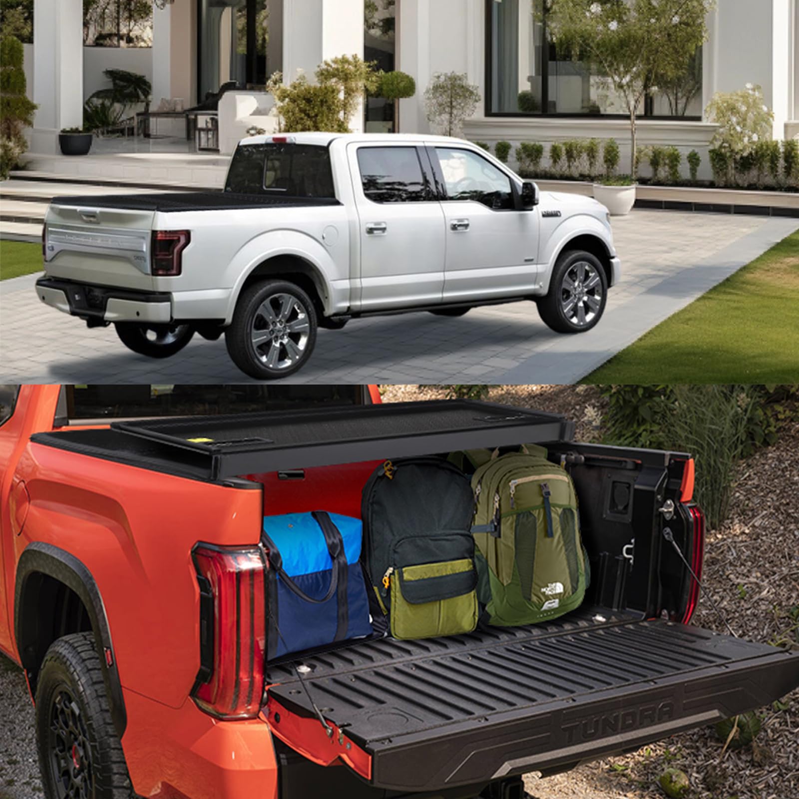 Garvee Hard Folding Truck Bed Tonneau Cover for Jeep Gladiator 5ft Bed, Tri-Fold Truck Tonneau Cover Compatible with 2020-2023 Gladiator Styleside 5ft Bed, Black