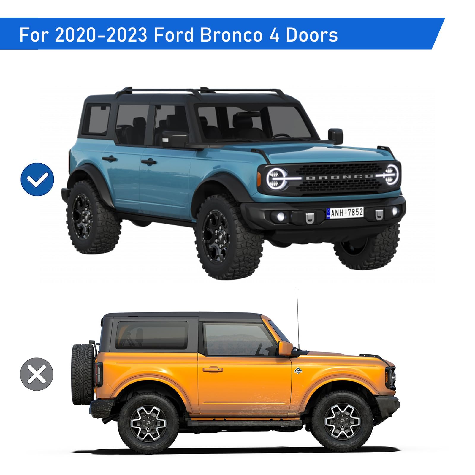 Garvee Running Boards for 2019-2023 Ford Bronco Side Steps Nerf Bars Truck Step Rails