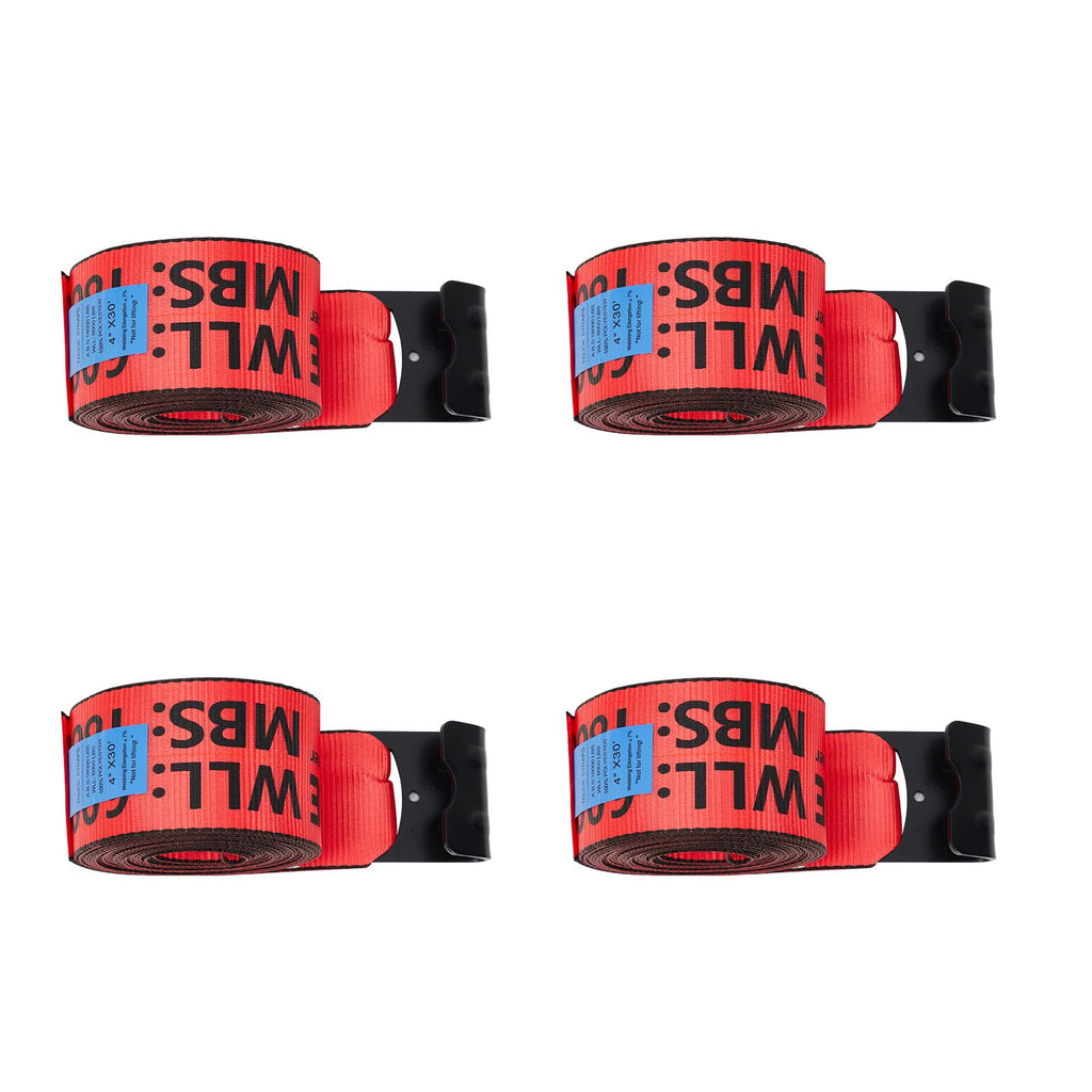 Garvee 4" x 30' Heavy Duty Truck Straps with Flat Hooks, Tie Down Cargo Straps, 6000 Lbs WLL, Yellow, 4 Pack for Flatbed Trucks Trailers Farms Towing Tree Saver