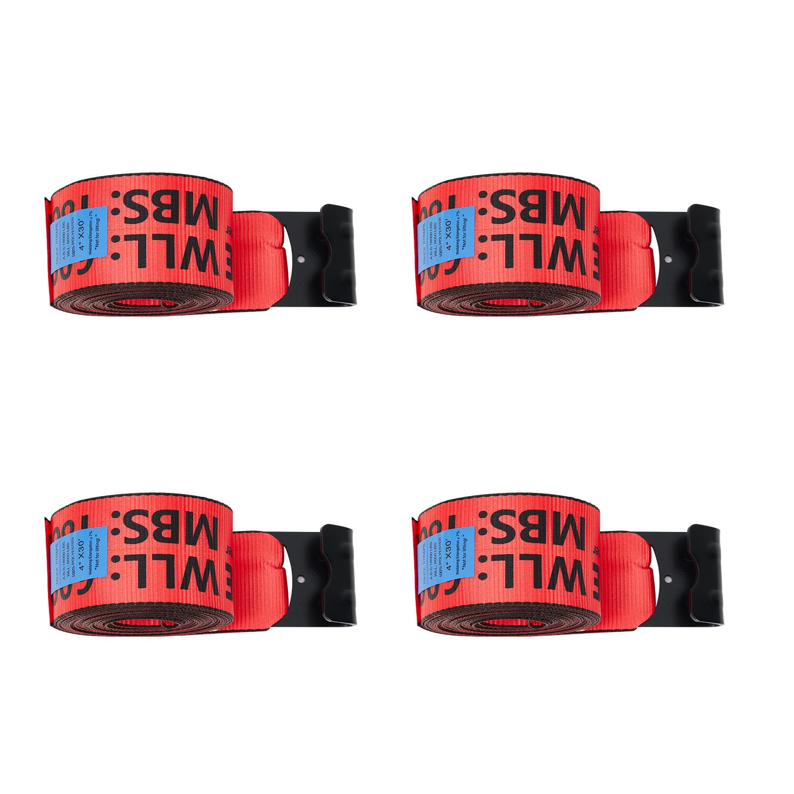 Garvee 4" x 30' Heavy Duty Truck Straps with Flat Hooks, Tie Down Cargo Straps, 6000 Lbs WLL, Yellow, 4 Pack for Flatbed Trucks Trailers Farms Towing Tree Saver