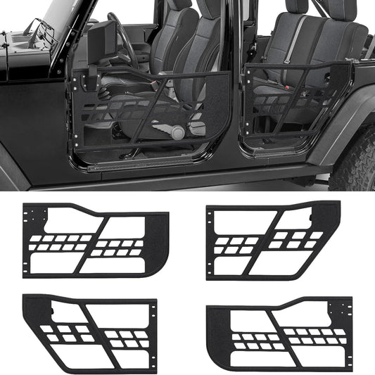 Garvee Off-Road Safari Tubular Doors Compatible with Jeep Wrangler JK 2007-2018 (4-Door Only) - Set of 4 Half Tube Doors for Offroad Trail Adventure (Not Include Mirrors)