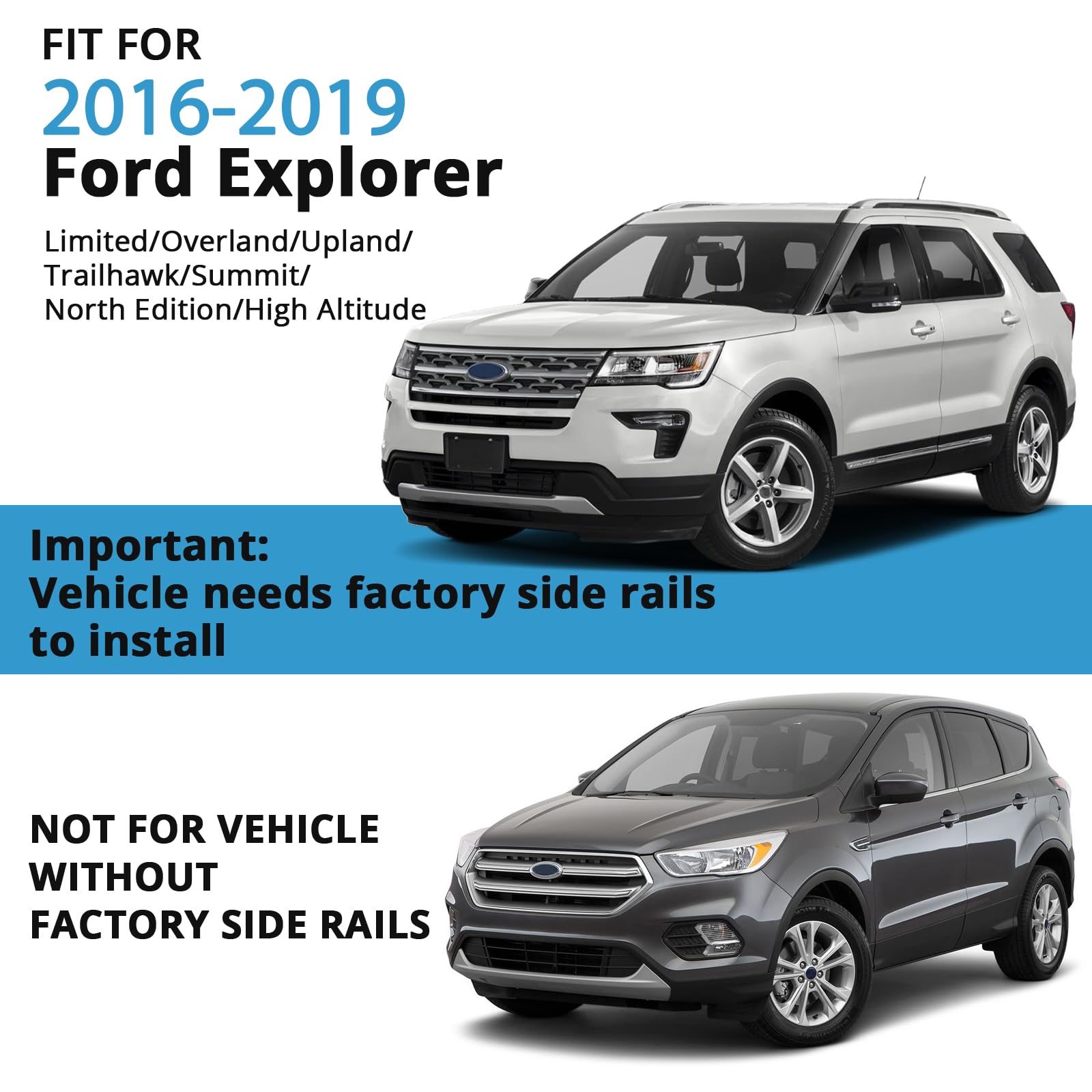Garvee Roof Rack Cross Bar Fit for 2016-2019 Ford Explorer, Alloy Steel