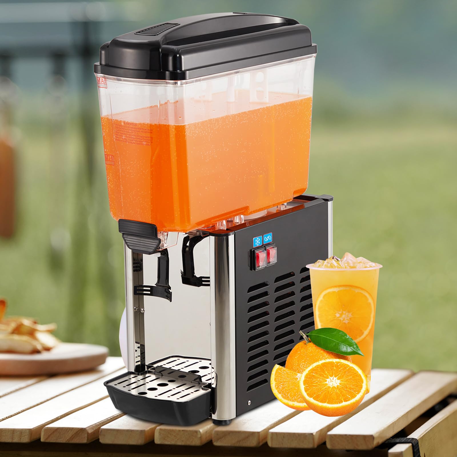 GARVEE 18L (4.8 Gallon) Commercial Juice Dispenser, 1 Tank, Stainless Steel Beverage Dispenser for Slushy, Cold Drink, Restaurant