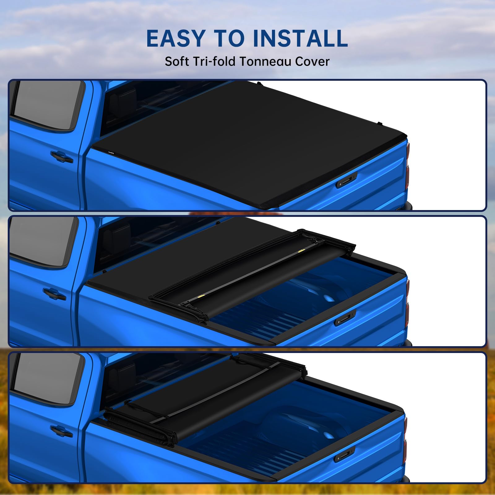 Garvee 2019-2023 Silverado/Sierra 1500, Soft Tri-Fold Bed Tonneau Cover - 5.8ft Bed
