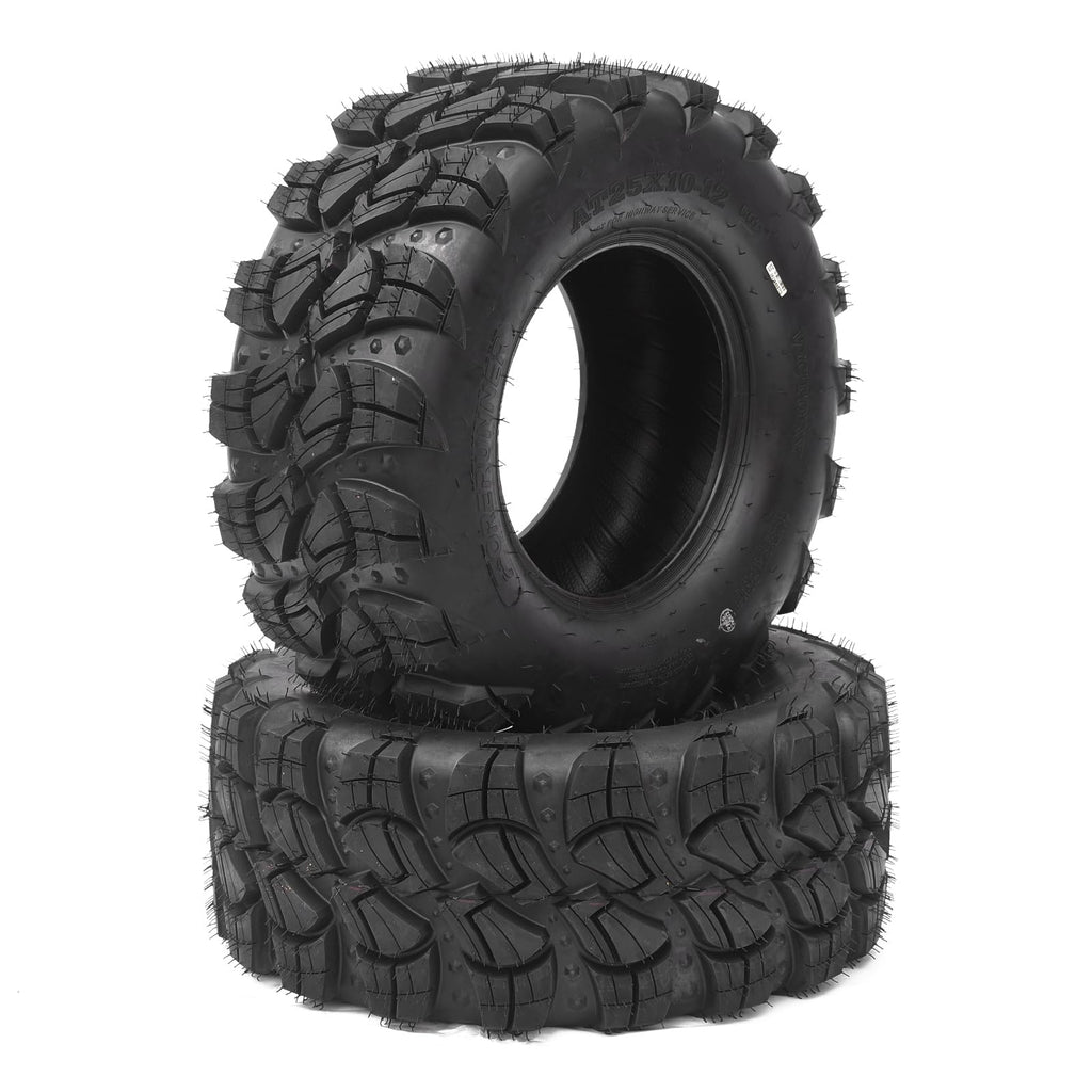 Garvee Set of 2 ATV Trail Tires 6PR Knobby Sport Tires, Tubeless - AT25x10-12-6PR TL VICTORY