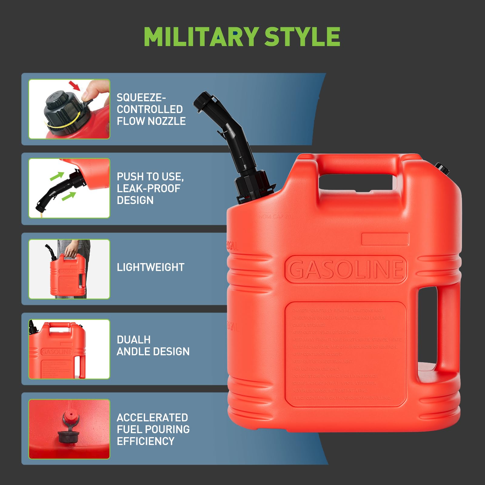 Garvee 5 Gallon Gas Can Durable Fuel Containers with View Stripe for Diesel & Gasoline Red 4 Pack