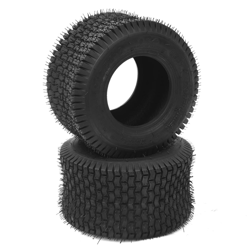Garvee Lawn Mower Tires Turf Tires 20x8.00-8 4PR for Golf Cart Tires, Garden Tractor Riding Mower Tubeless Set of 2 - 13x6.50-6-4PR TL LG01