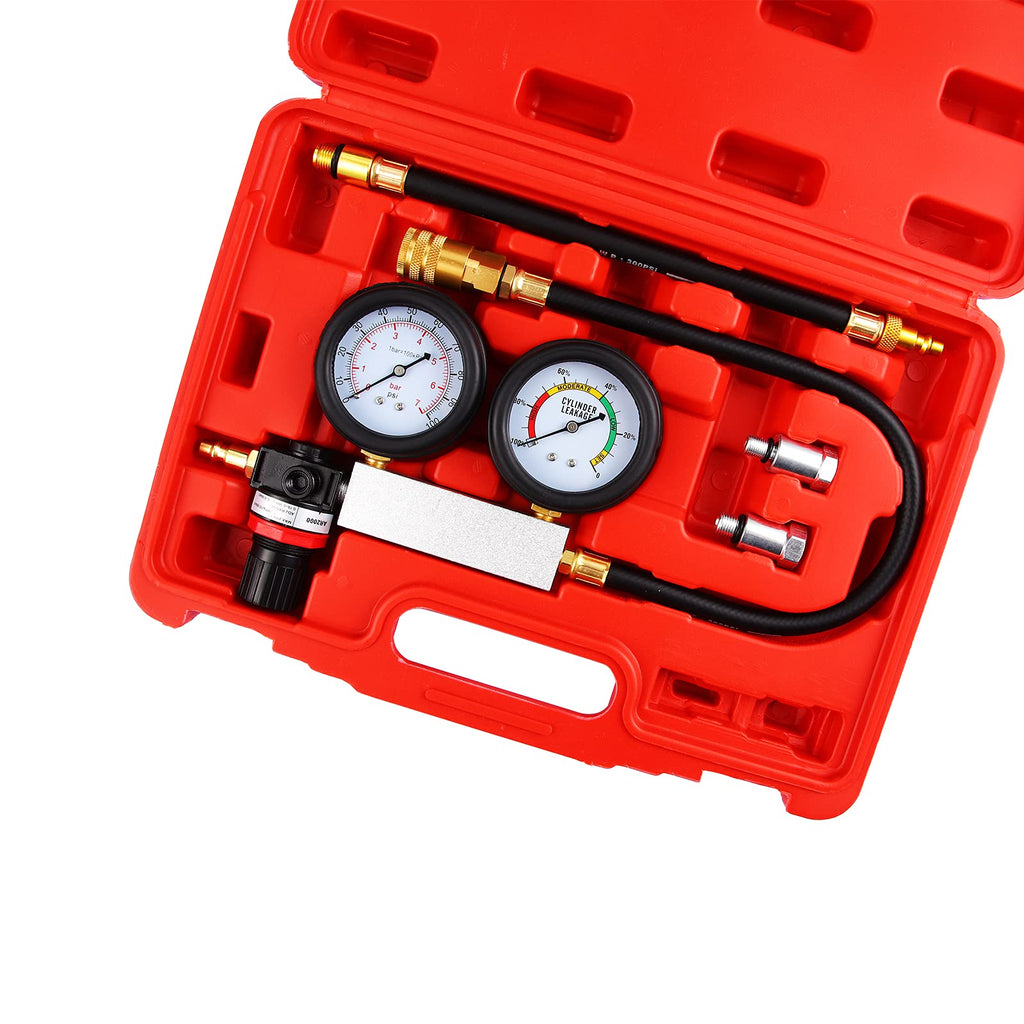 Garvee Cylinder Leak Down Tester Engine Compression Diagnosis Kit Dual Pressure Gauges Universal Fitment for Gasoline Engines