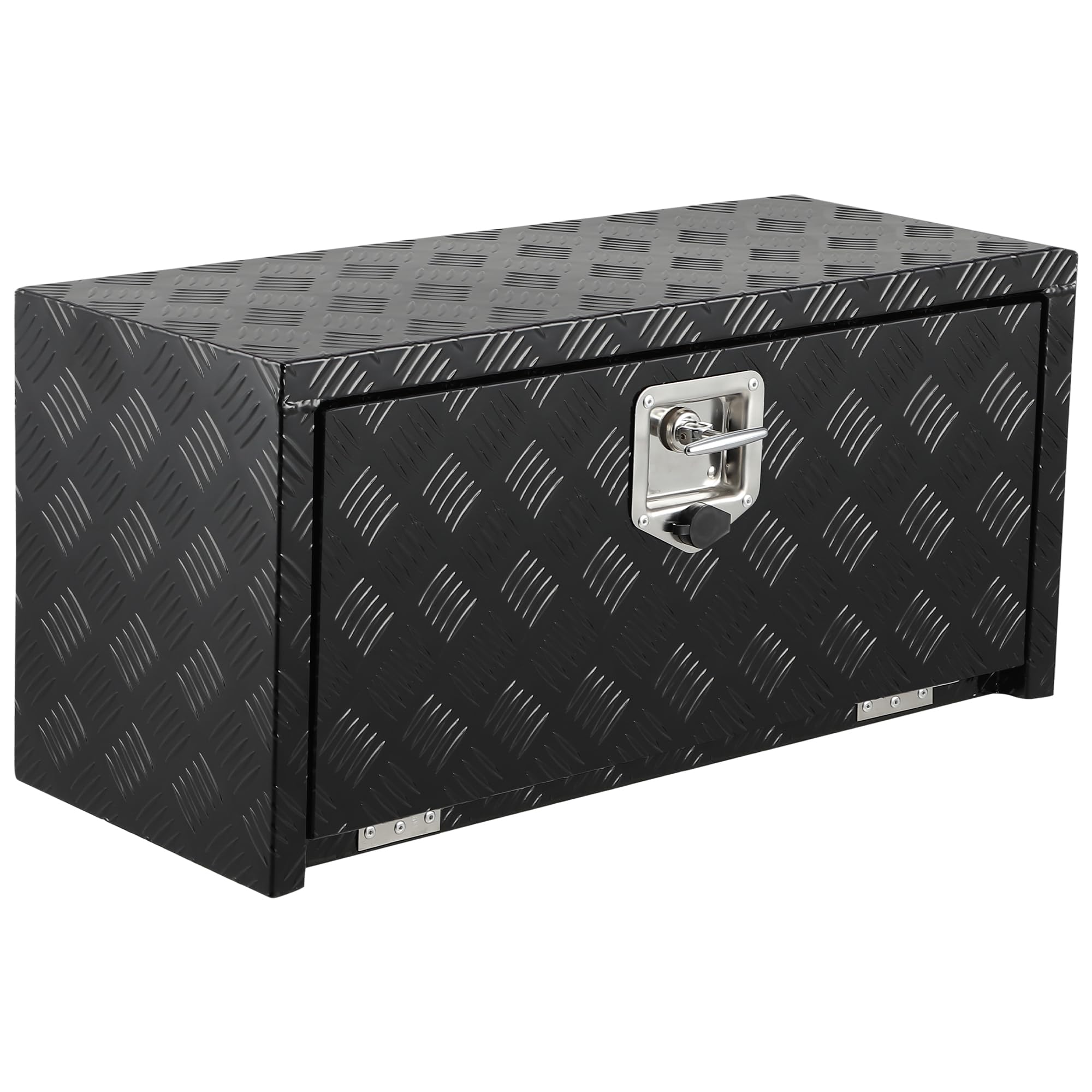 Garvee  30" X 12" X 14" Heavy Duty Aluminum Tool Underbody Box Waterproof Truck Storage Organizer Chest for Pickup Truck Bed RV Trailer, Black