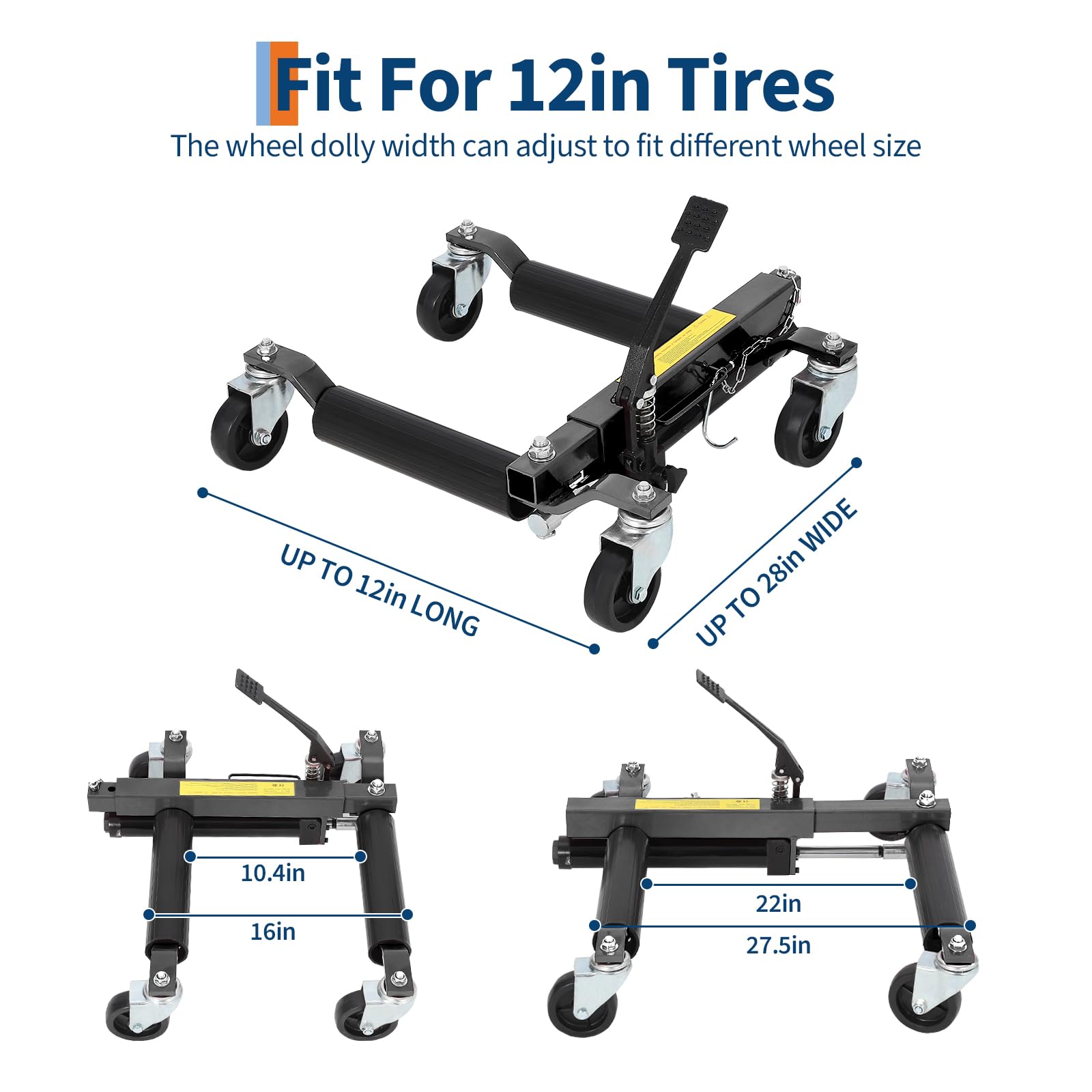 Garvee Car Dolly Jack Set of 2 Hydraulic Wheel Dolly Car Skate for Auto Repair Garage Moving Maintenance 1500 Lbs Black