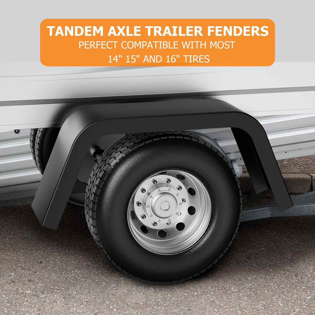 Garvee 2 Pack Trailer Fenders Single Axle,Heavy Duty Steel Diamond Plate Single Axle Trailer Fenders Fit 14"-16"Wheel Tires,Car Hauler Trailer,Cargo Trailer,Utility Trailer,Landscape Trailer (Black)