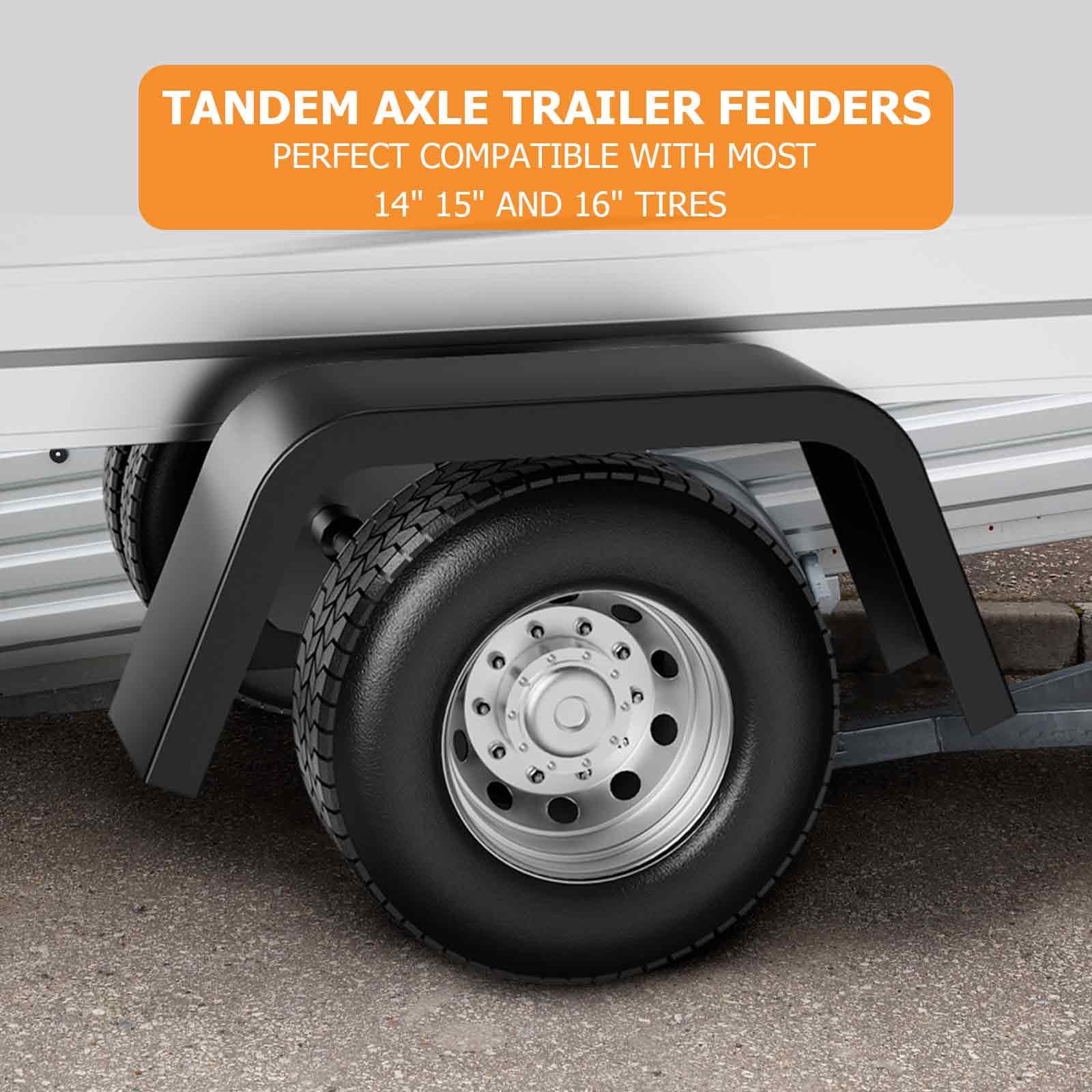 Garvee 2 Pack Trailer Fenders Single Axle,Heavy Duty Steel Diamond Plate Single Axle Trailer Fenders Fit 14"-16"Wheel Tires,Car Hauler Trailer,Cargo Trailer,Utility Trailer,Landscape Trailer (Black)
