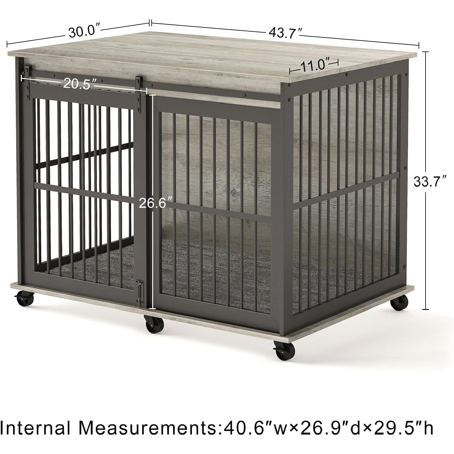 Garvee Furniture Style Dog Crates with Sliding Iron Door, Modern Decorative Pet House, Indoor Puppy Kennel for Medium Dogs, Grey