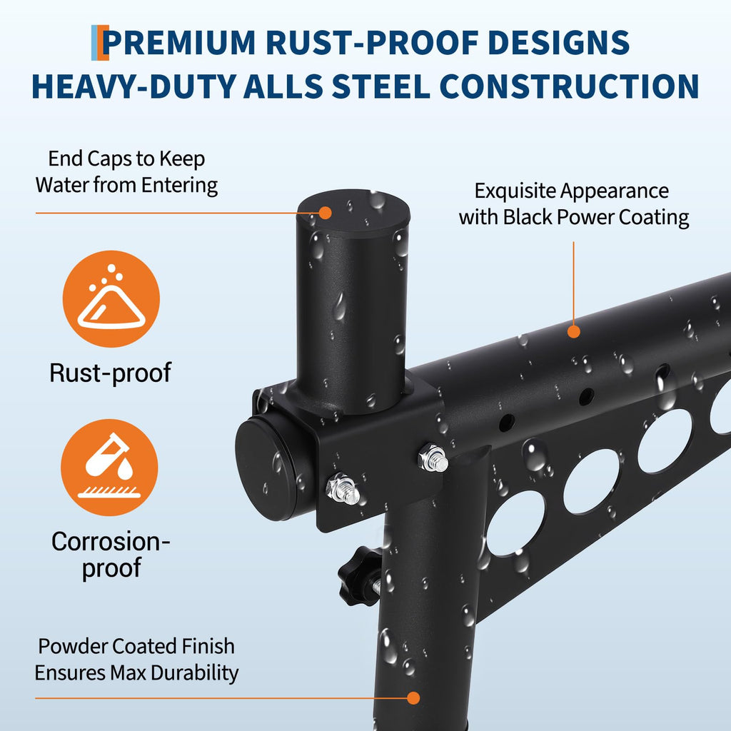Garvee 48-72 Inch Extendable Truck Ladder Rack Adjustable Steel Bed Rack Heavy Duty No-Drill Utility System for Pickup Trucks Black