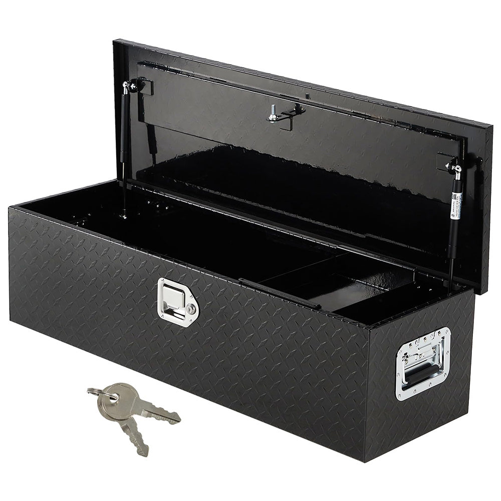 Garvee 30 Inch Aluminum Truck Tool Box, Truck Bed Storage Box with Security Lock and Wider Handles, Heavy Duty Waterproof Tool Box Organizer Chest for Pick Up Truck Rv Trailer - Black