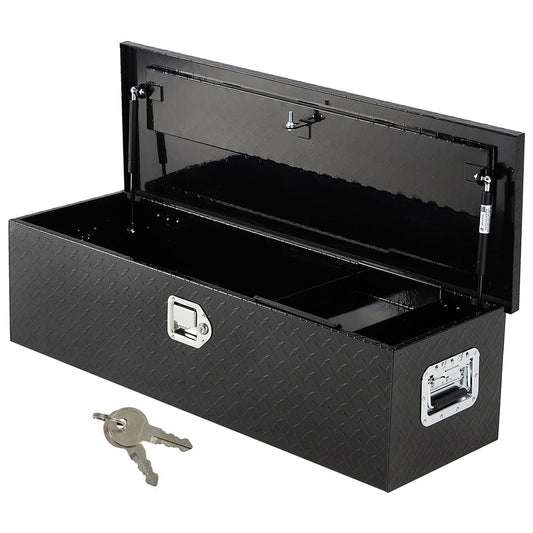 Garvee 48 Inch Aluminum Truck Tool Box, Truck Bed Storage Box with Security Lock and Wider Handles, Heavy Duty Waterproof Tool Box Organizer Chest for Pick Up Truck Rv Trailer - Black