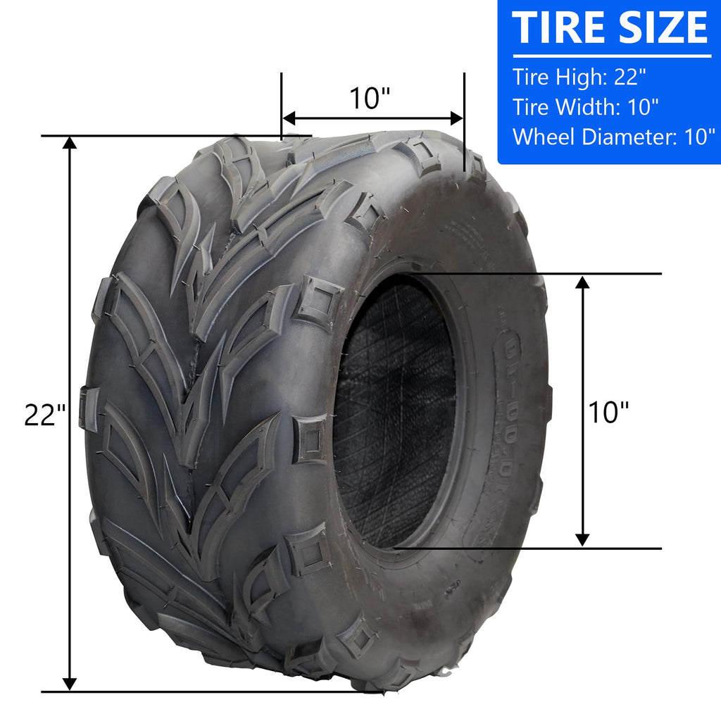 Garvee 22x10-10 ATV Tires, 4PR All Terrain Tubeless, Pack of 2, for ATV UTV Trail Sand Mud Off-Road