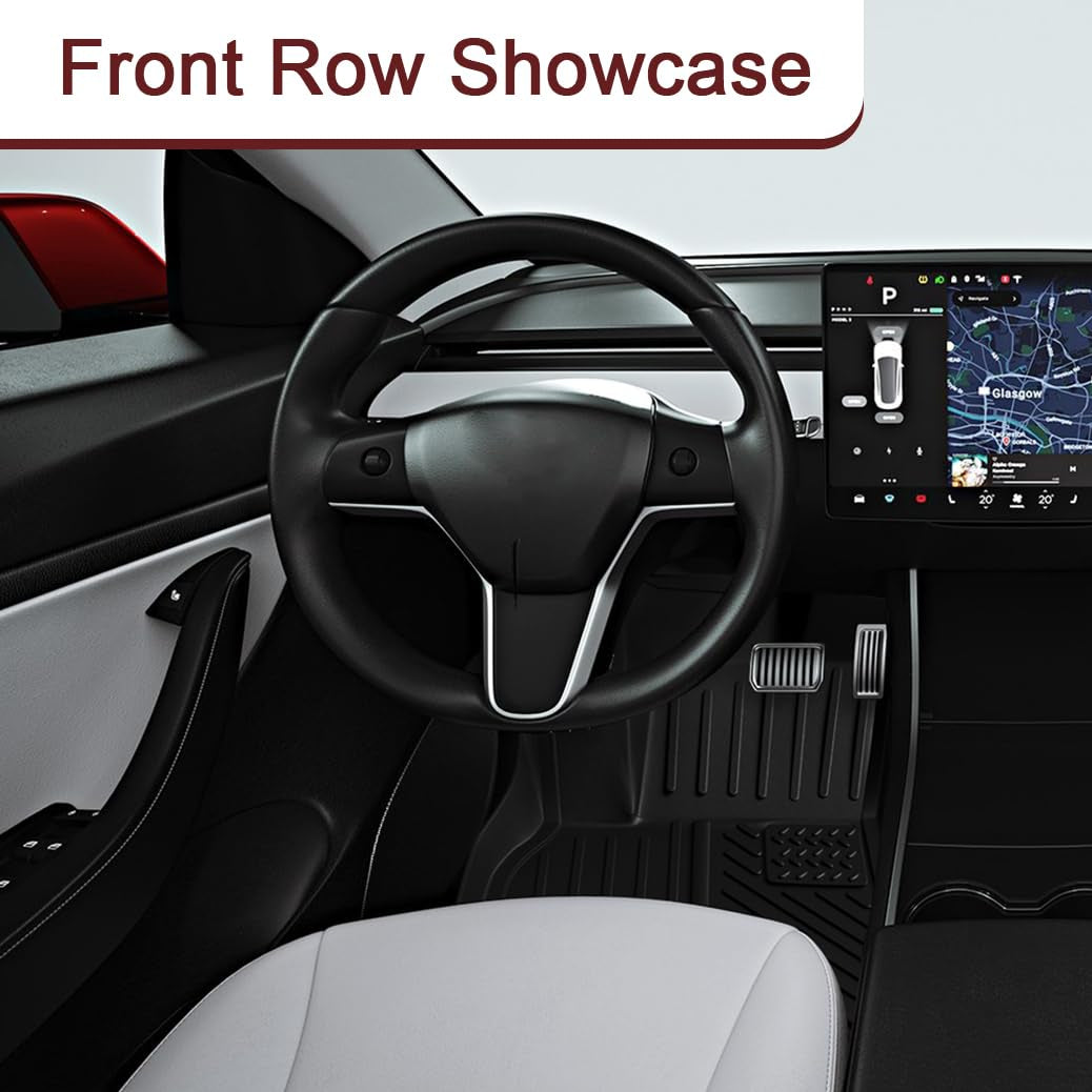 Garvee Custom Fit Floor Mats for 2020-2023 Tesla Model Y(5 Seater),3 Pack Floor Liners Compatible with 2020 2021 2022 2023 Tesla Model Y