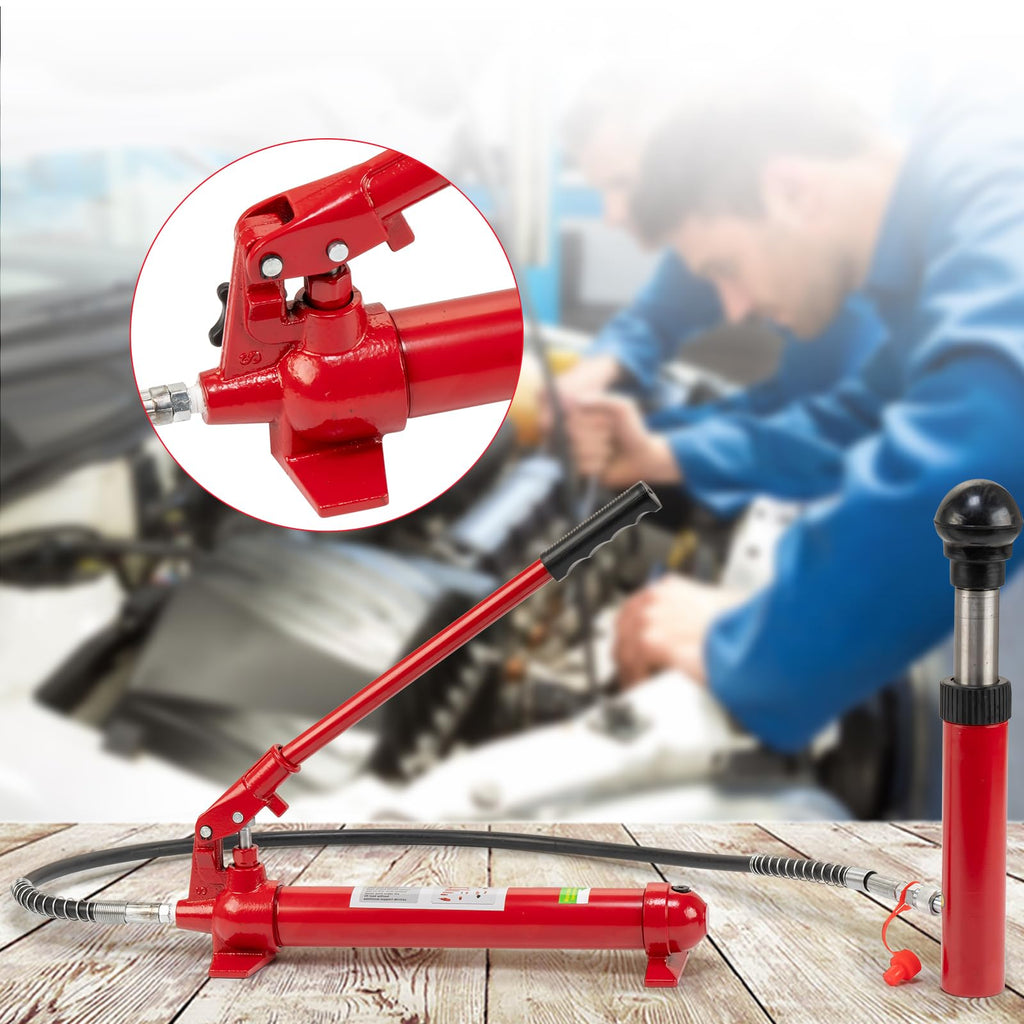 Garvee 12 Ton Porta Power Hydraulic Jack Kit with 4.6 ft Oil Hose for Car and Truck Repair, 26455 Lbs Capacity, Storage Case Included