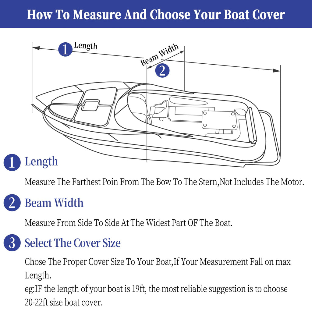 Garvee Boat Cover, 600D Waterproof Trailerable Marine Grade Polyster Canvas Fits V-Hull, Tri-Hull Fishing Boat, Runabout, SKi Boat, Bass Boat