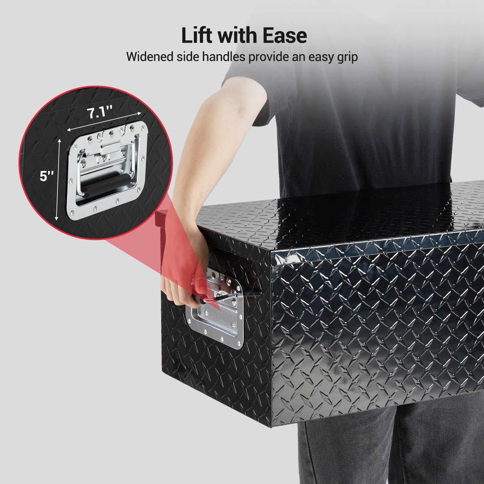 Garvee 39 Inch Aluminum Truck Tool Box, Truck Bed Storage Box with Security Lock and Wider Handles, Heavy Duty Waterproof Tool Box Organizer Chest for Pick Up Truck Rv Trailer - Black