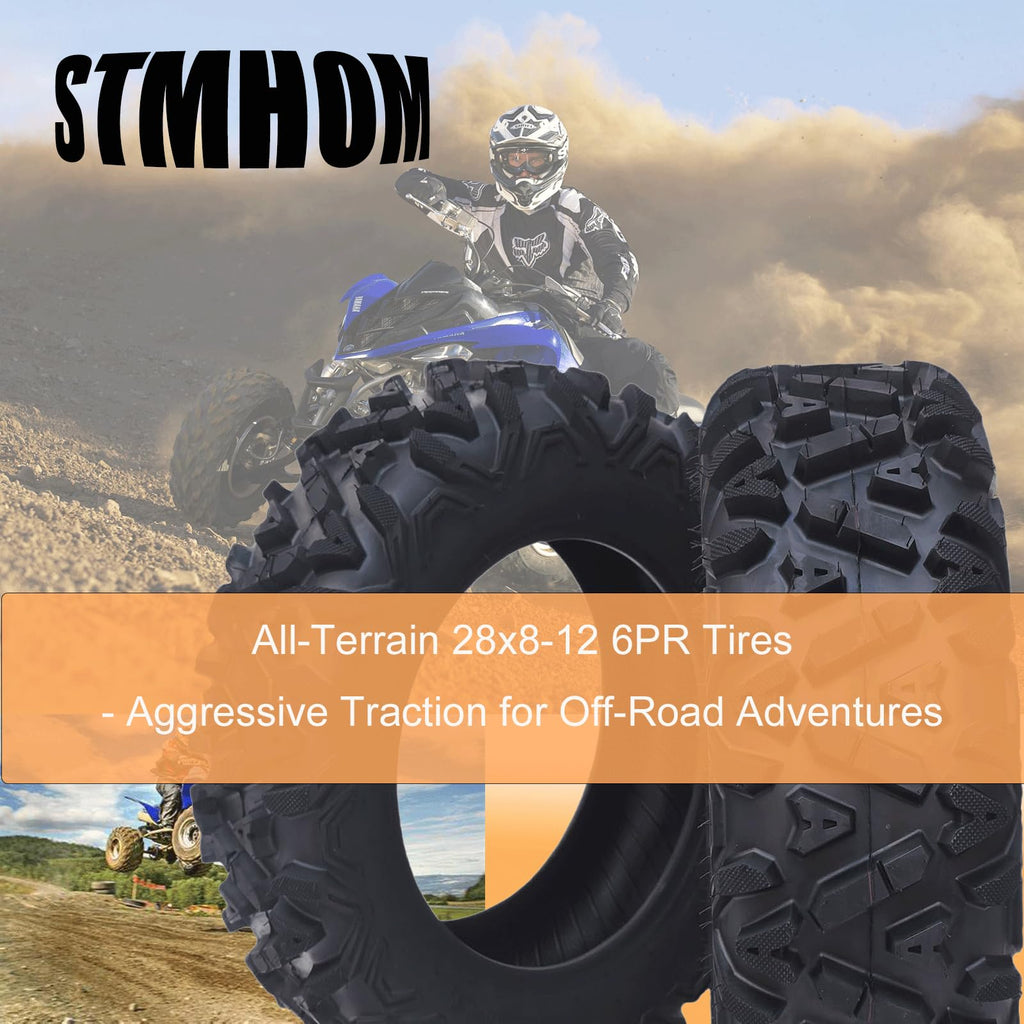 Garvee 28x8-12 ATV Tires All Terrain Tubeless 6 PR Off-Road Trail Sand Mud 28x8x12 Black