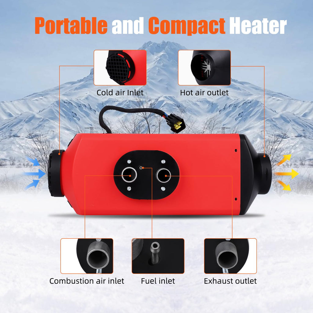 Garvee Diesel Air Heater 12V, 10L Tank, Diesel Heater 5KW, Muffler, Diesel Parking Heater with LCD Thermostat Monitor & Remote Control for Trucks, Trailer, Boat and Motor-Home