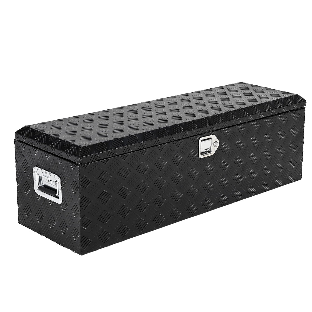 Garvee 48X15 Inch Truck Bed Tool Box - Heavy-Duty Aluminum Diamond Plate Storage Chest, Waterproof with Lock, for Trucks, Trailers, RVs, and Warehouses, Black
