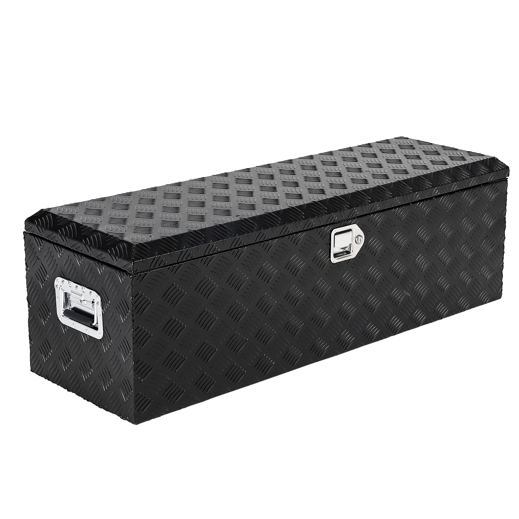 Garvee 48X15 Inch Truck Bed Tool Box - Heavy-Duty Aluminum Diamond Plate Storage Chest, Waterproof with Lock, for Trucks, Trailers, RVs, and Warehouses, Black