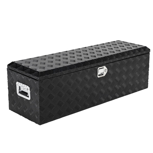 Garvee 48X15 Inch Truck Bed Tool Box - Heavy-Duty Aluminum Diamond Plate Storage Chest, Waterproof with Lock, for Trucks, Trailers, RVs, and Warehouses, Black
