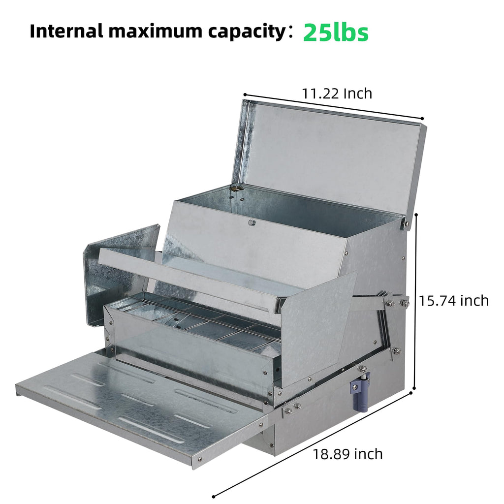 Garvee Chicken Treadle Feeder, Poultry Feeder, 25lbs Automatic Chicken Feeder with Sides Buffer System, for 10-15 Chickens