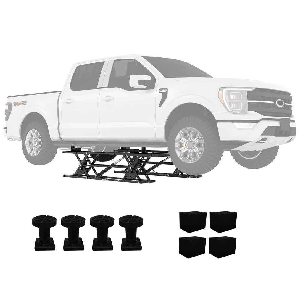 Garvee Portable Car Lift, 5000 lbs Heavy-Duty Carbon Steel Auto Lift Jack with Adjustable Height (5.67"-26.8"), Extension Plates, and Safety Locks for Trucks, SUVs, and Sedans, Black