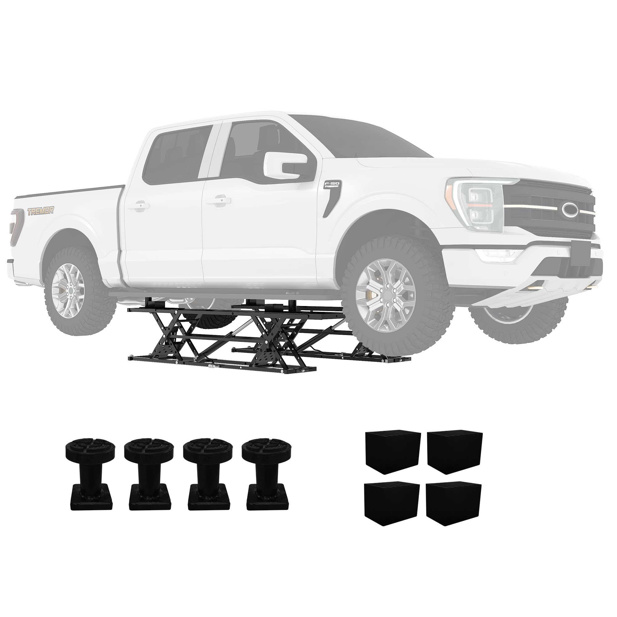 Garvee Portable Car Lift, 5000 lbs Heavy-Duty Carbon Steel Auto Lift Jack with Adjustable Height (5.67"-26.8"), Extension Plates, and Safety Locks for Trucks, SUVs, and Sedans, Black