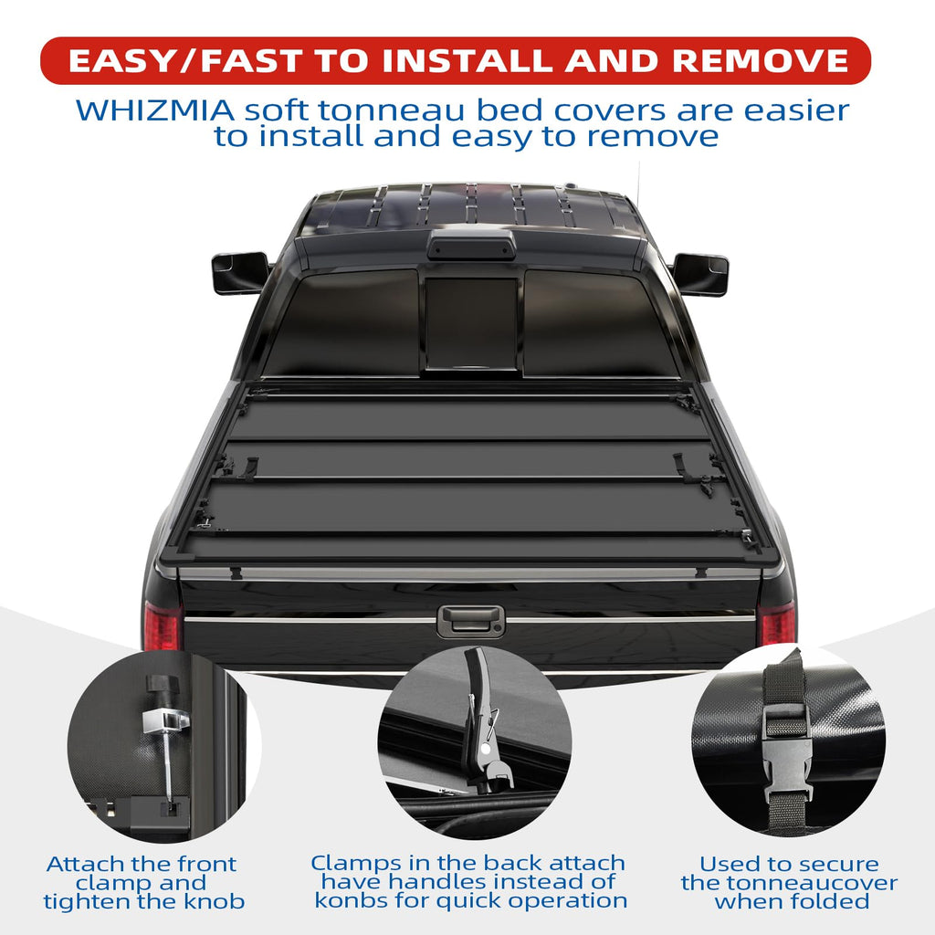 Garvee Quad 4-Fold 5.5ft Tonneau Cover for 04-08 F150 Black